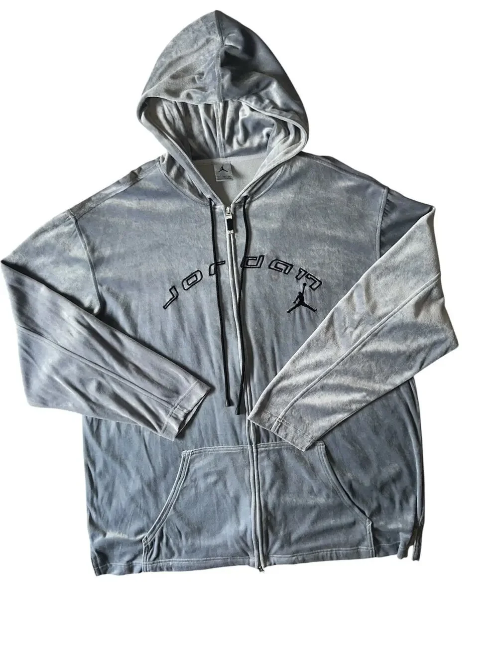 Vintage Nike Michael Jordan Velour Silver Jacket Size XXL Double Zipper Hooded